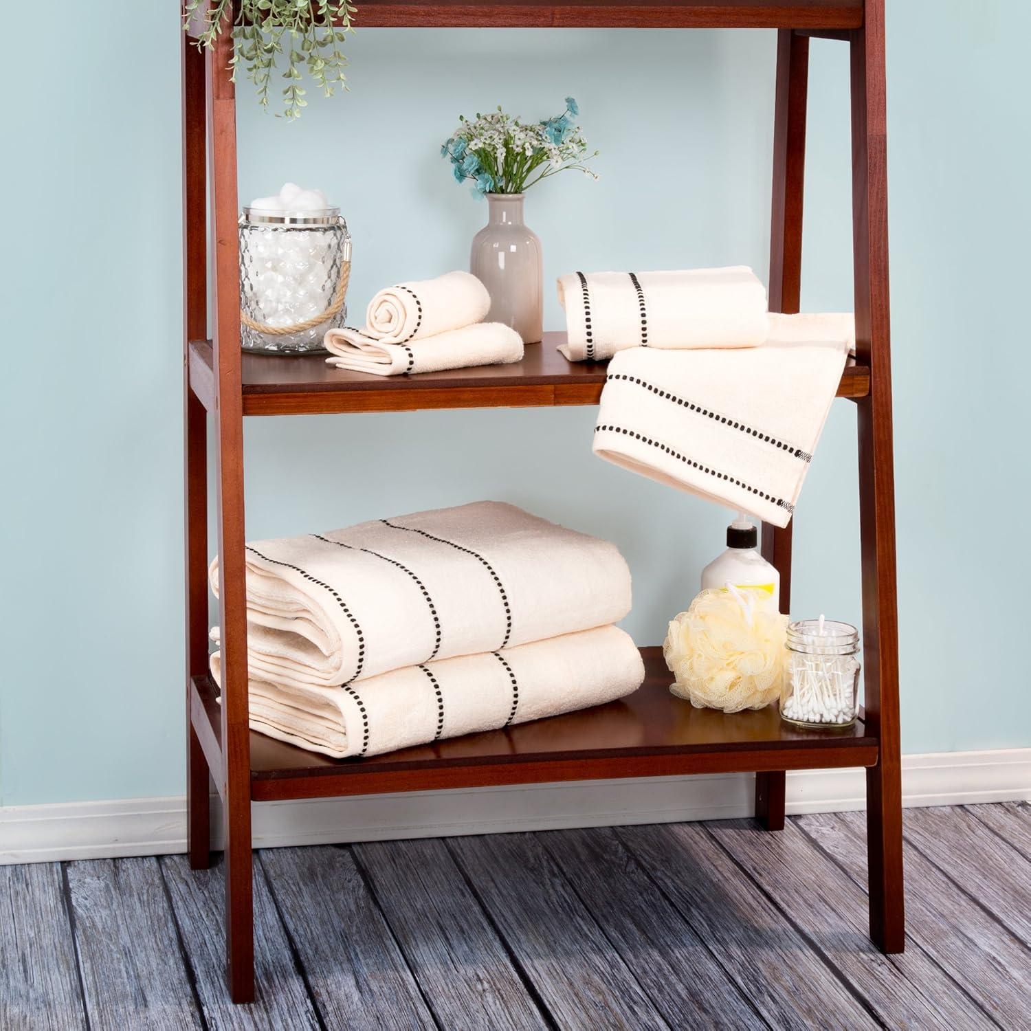 imageLavish Home 6 Piece Bathroom Towels Set 525GSM 100 Cotton Bathroom Essentials 2 Bath Sheets 2 Hand Towels and 2 Wash Cloths for Bath Shower Gym Spa and Dorm Room Beige