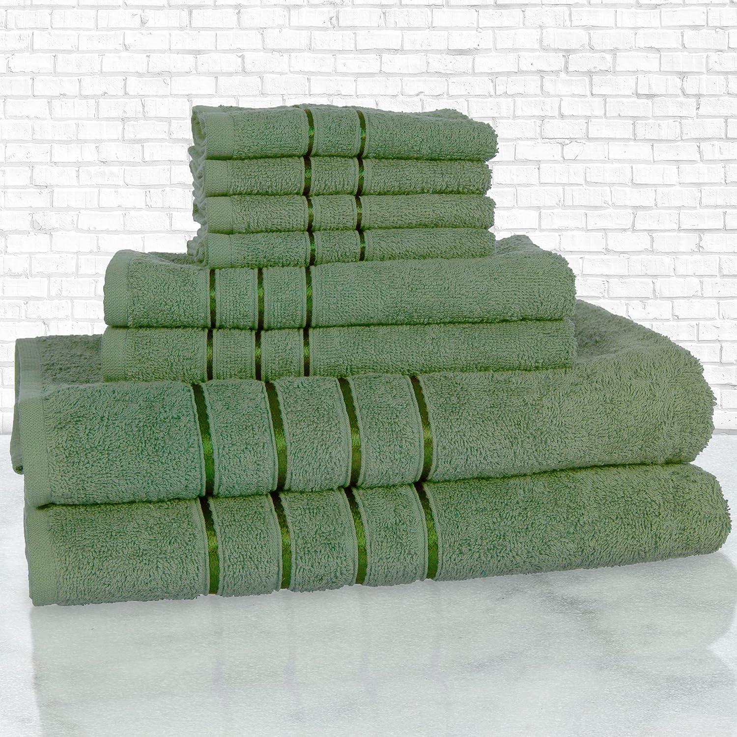 imageLavish Home 8 Piece 100 Cotton Plush Bath Towel Set Green 275x5725x 025