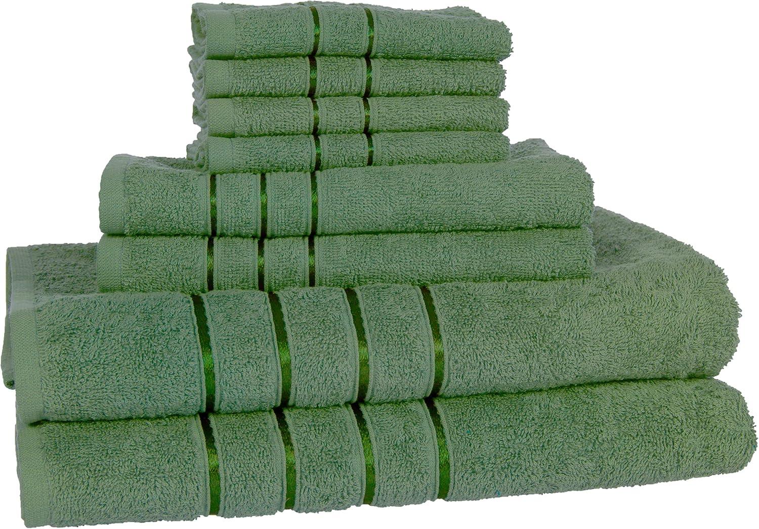 imageLavish Home 8 Piece 100 Cotton Plush Bath Towel Set Green 275x5725x 025