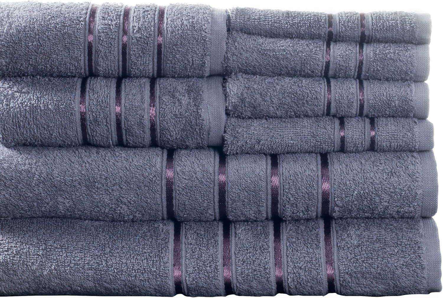 imageLavish Home 8 Piece 100 Cotton Plush Bath Towel Set Silver