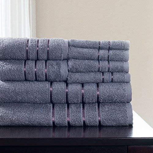 imageLavish Home 8 Piece 100 Cotton Plush Bath Towel Set Silver