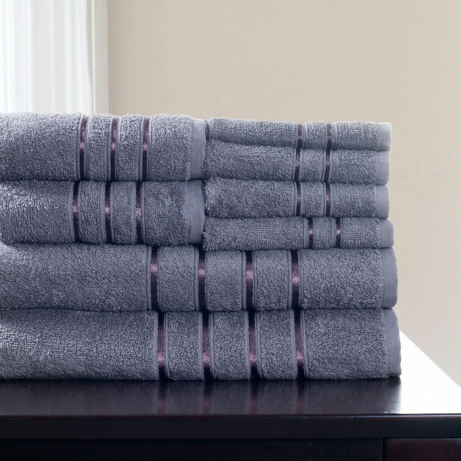 imageLavish Home 8 Piece 100 Cotton Plush Bath Towel Set SilverSilver