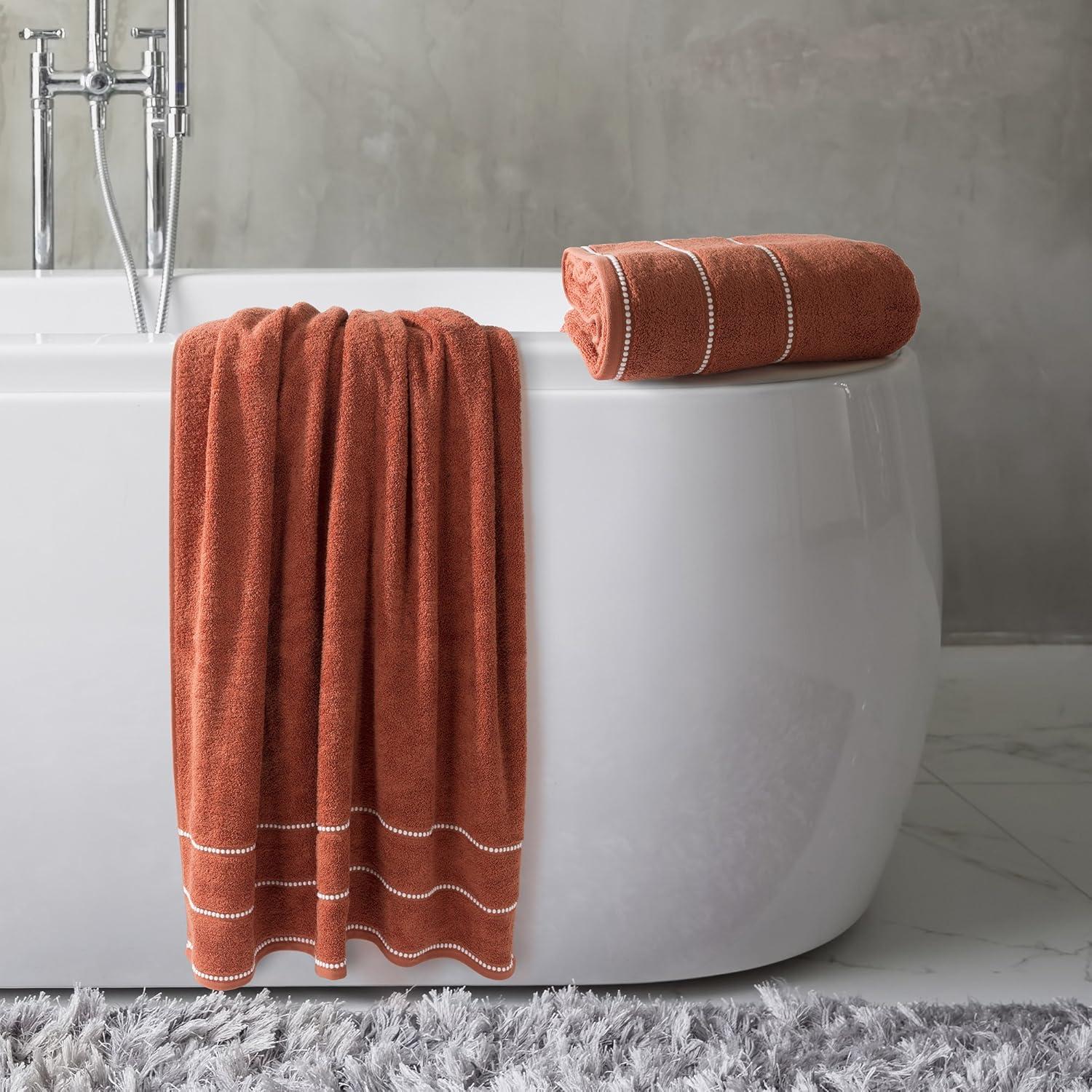 imageLuxury Cotton Towel Set 2 Piece Bath Sheet Set Made From 100 Zero Twist Cotton Quick Dry Soft and Absorbent By Bedford Home White BlackBrick White