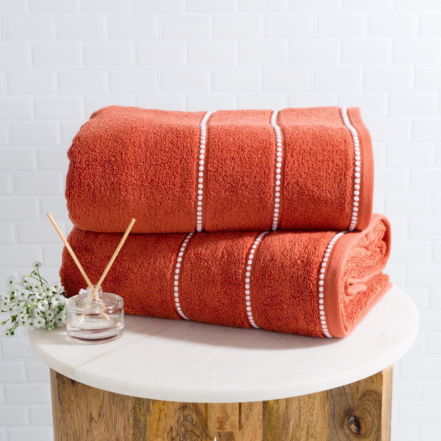 imageLuxury Cotton Towel Set 2 Piece Bath Sheet Set Made From 100 Zero Twist Cotton Quick Dry Soft and Absorbent By Bedford Home White BlackBrick White