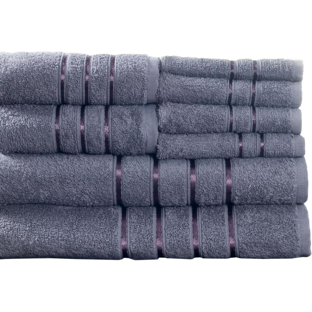 imageLavish Home 8 Piece 100 Cotton Plush Bath Towel Set Silver