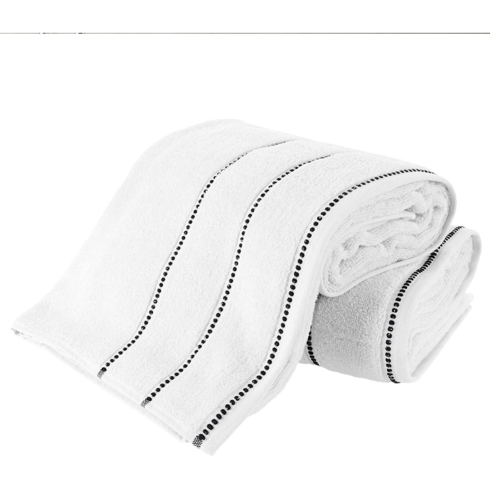 imageLuxury Cotton Towel Set 2 Piece Bath Sheet Set Made From 100 Zero Twist Cotton Quick Dry Soft and Absorbent By Bedford Home White BlackWhiteBlack