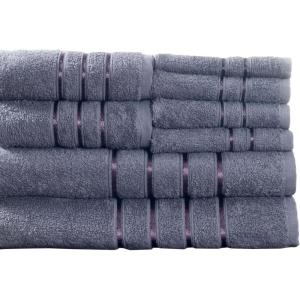Lavish Home 8 Piece 100% Cotton Plush Bath Towel Set – Silver