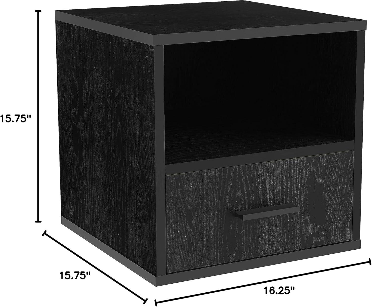 imageEnd Table Stackable Contemporary and Minimalist Modular Cube Accent Table with Drawer for Bedroom Living Room or Office by Lavish Home Black