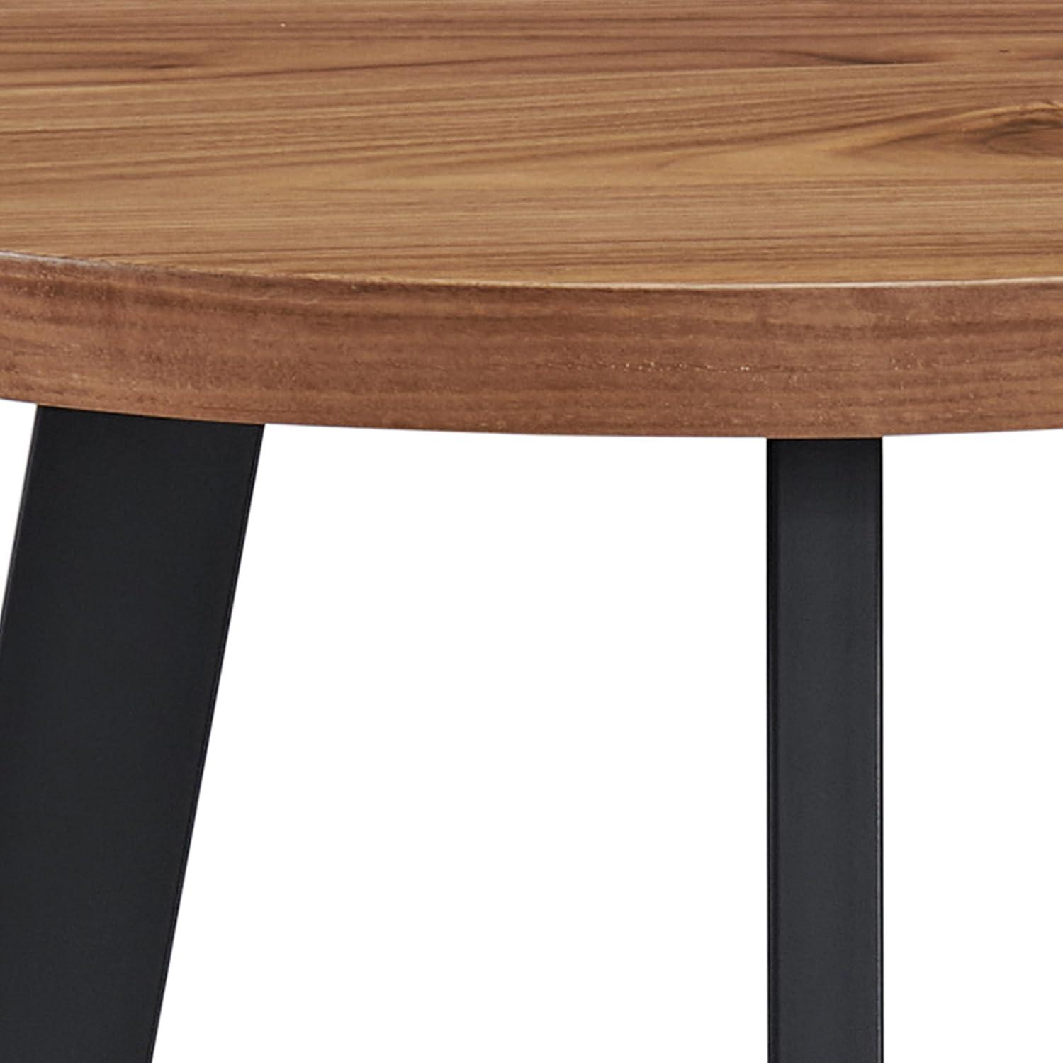imageLavish Home End Table Industrial Side Table with MDF Top and Metal Frame Round Table for Living Room Bedroom Hallway or Dorm Room Walnut