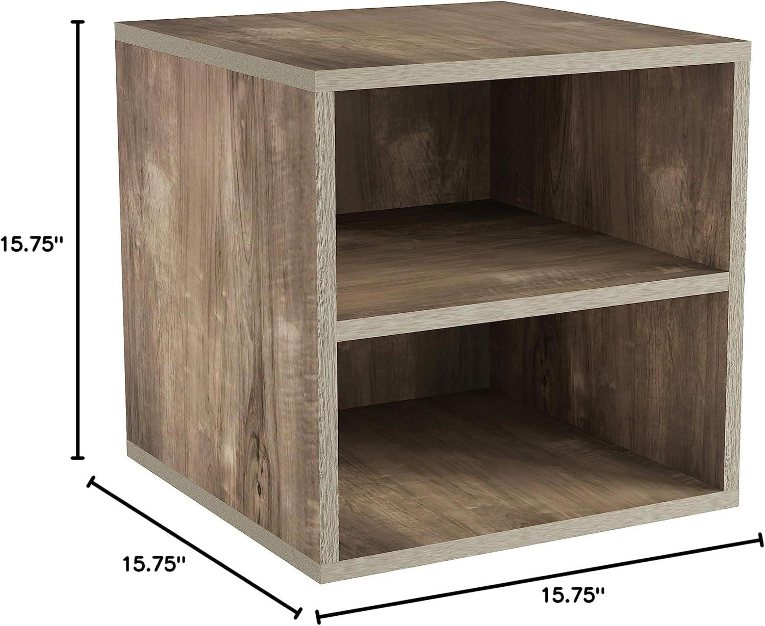 imageStackable Cube End Table Contemporary Minimalist Modular Accent Piece with 2 Shelves for Bedroom Living Room or Office by Lavish Home GrayGrey