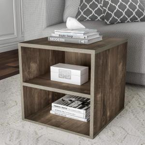 Stackable Cube End Table – Contemporary Minimalist Modular Accent Piece with 2 Shelves for Bedroom, Living Room, or Office by Lavish Home (Gray)(Grey)