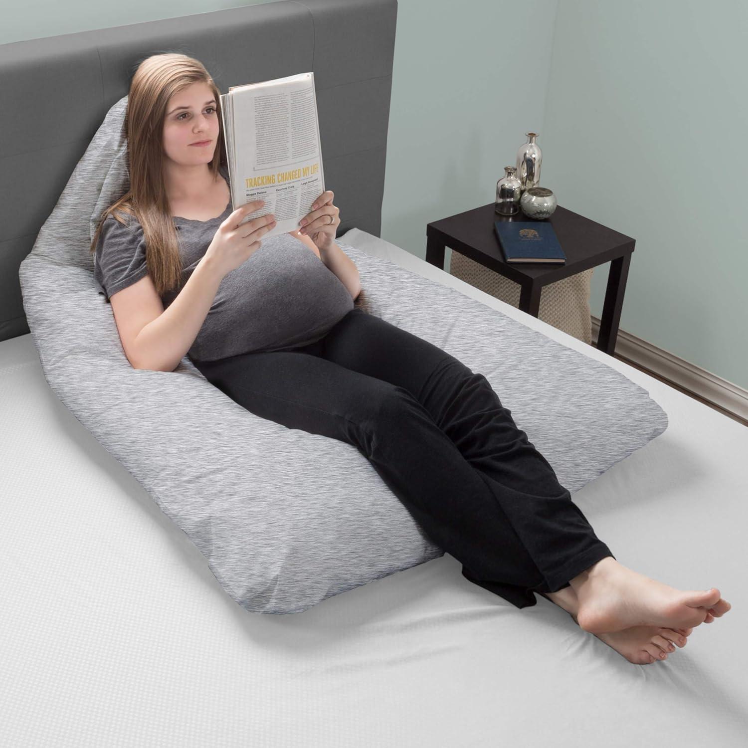 imageLavish Home Full Body Pillow Cover UShaped 100 Jersey Cotton Pillowcase Removable with Zipper for 60Inch Pregnancy and Body Pillows Gray12bin Screw Organizer