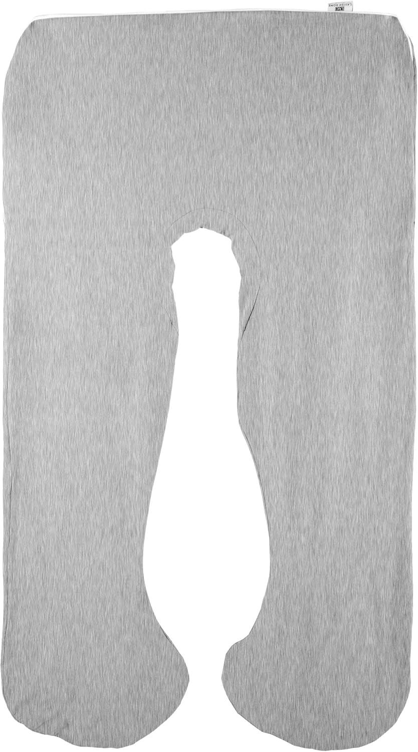 imageLavish Home Full Body Pillow Cover UShaped 100 Jersey Cotton Pillowcase Removable with Zipper for 60Inch Pregnancy and Body Pillows Gray12bin Screw Organizer