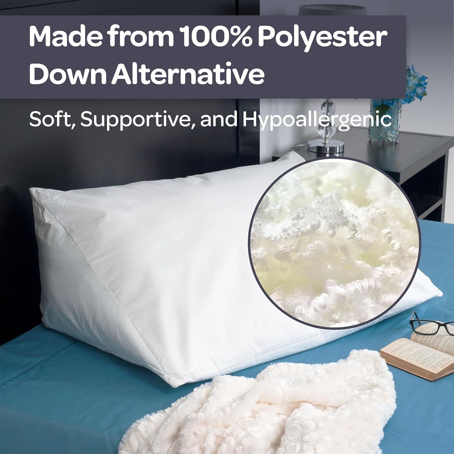 imageWedge Pillow Down Alternate Back Pillow with Removable Cover for Easy Cleaning for Reading Acid Reflux and More by Lavish Home White