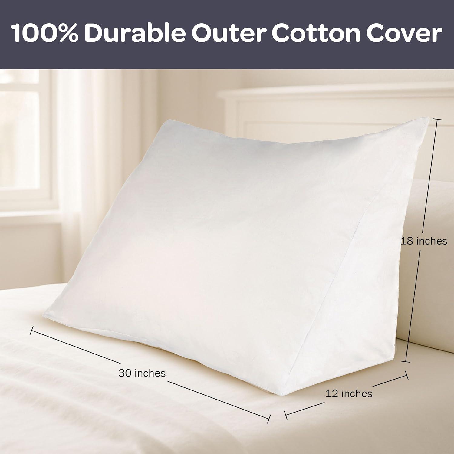imageWedge Pillow Down Alternate Back Pillow with Removable Cover for Easy Cleaning for Reading Acid Reflux and More by Lavish Home White