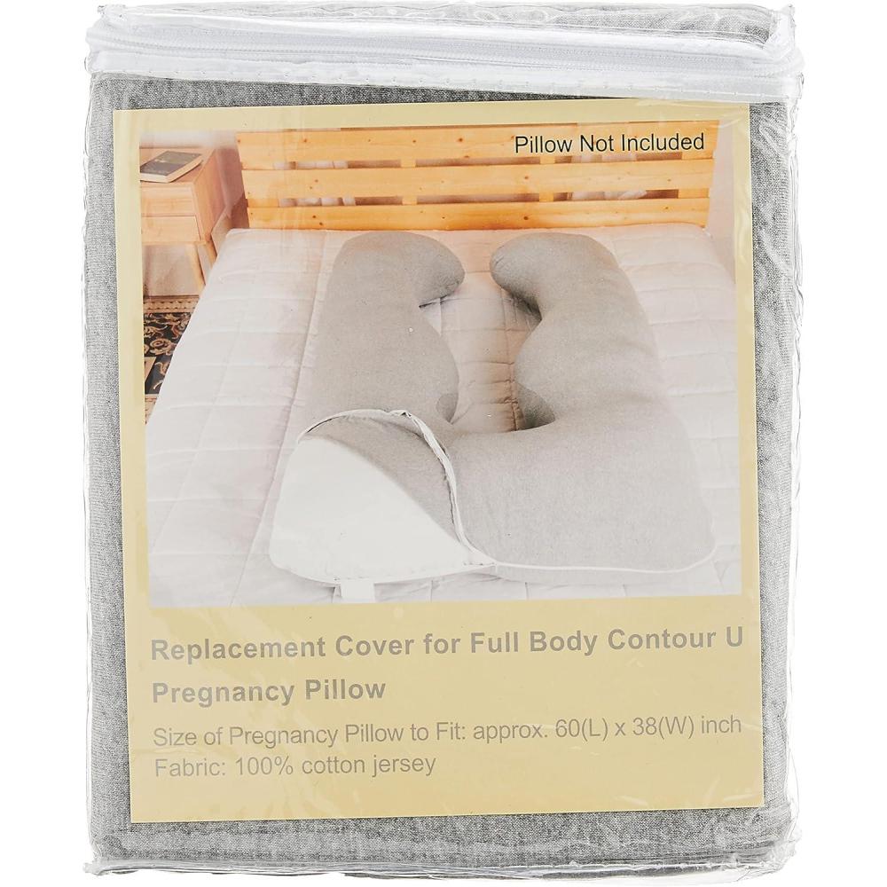 imageLavish Home Full Body Pillow Cover UShaped 100 Jersey Cotton Pillowcase Removable with Zipper for 60Inch Pregnancy and Body Pillows Gray12bin Screw Organizer