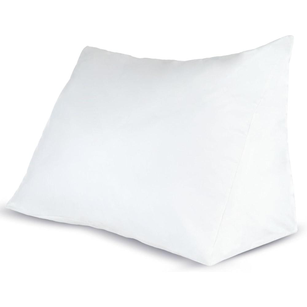 imageWedge Pillow Down Alternate Back Pillow with Removable Cover for Easy Cleaning for Reading Acid Reflux and More by Lavish Home White