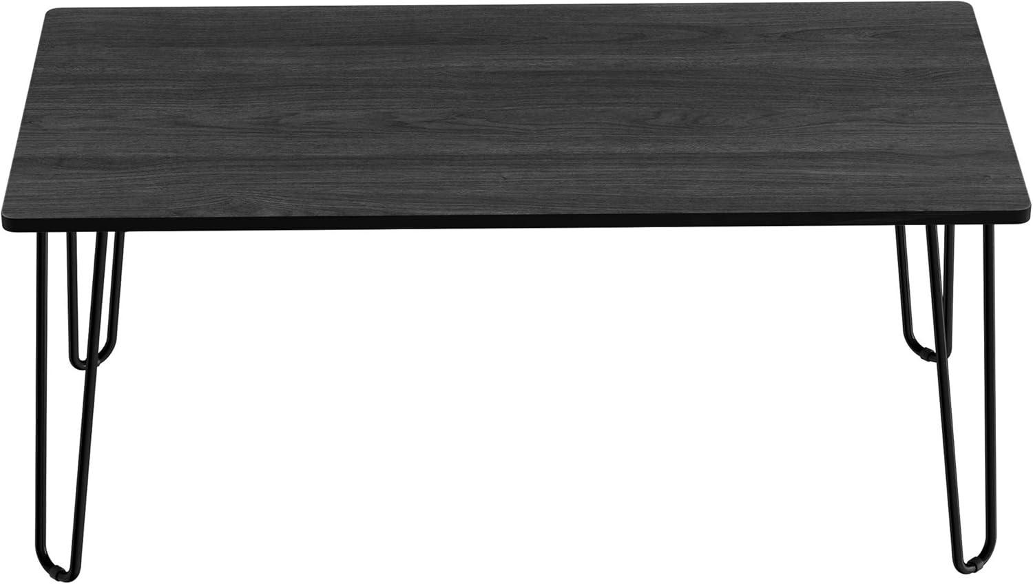 imageLavish Home Small Space Coffee Table with Hairpin Legs Minimalist Industrial Living Room Table with WoodgrainLook Top and Steel Legs Black