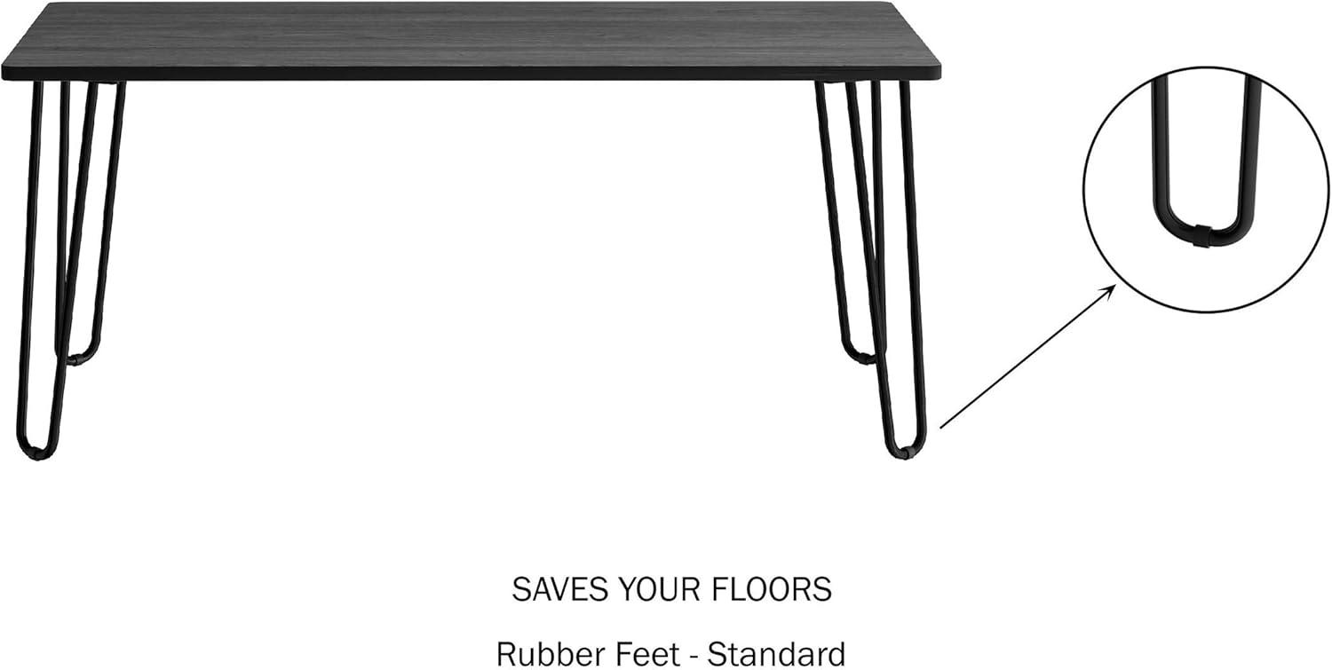 imageLavish Home Small Space Coffee Table with Hairpin Legs Minimalist Industrial Living Room Table with WoodgrainLook Top and Steel Legs Black