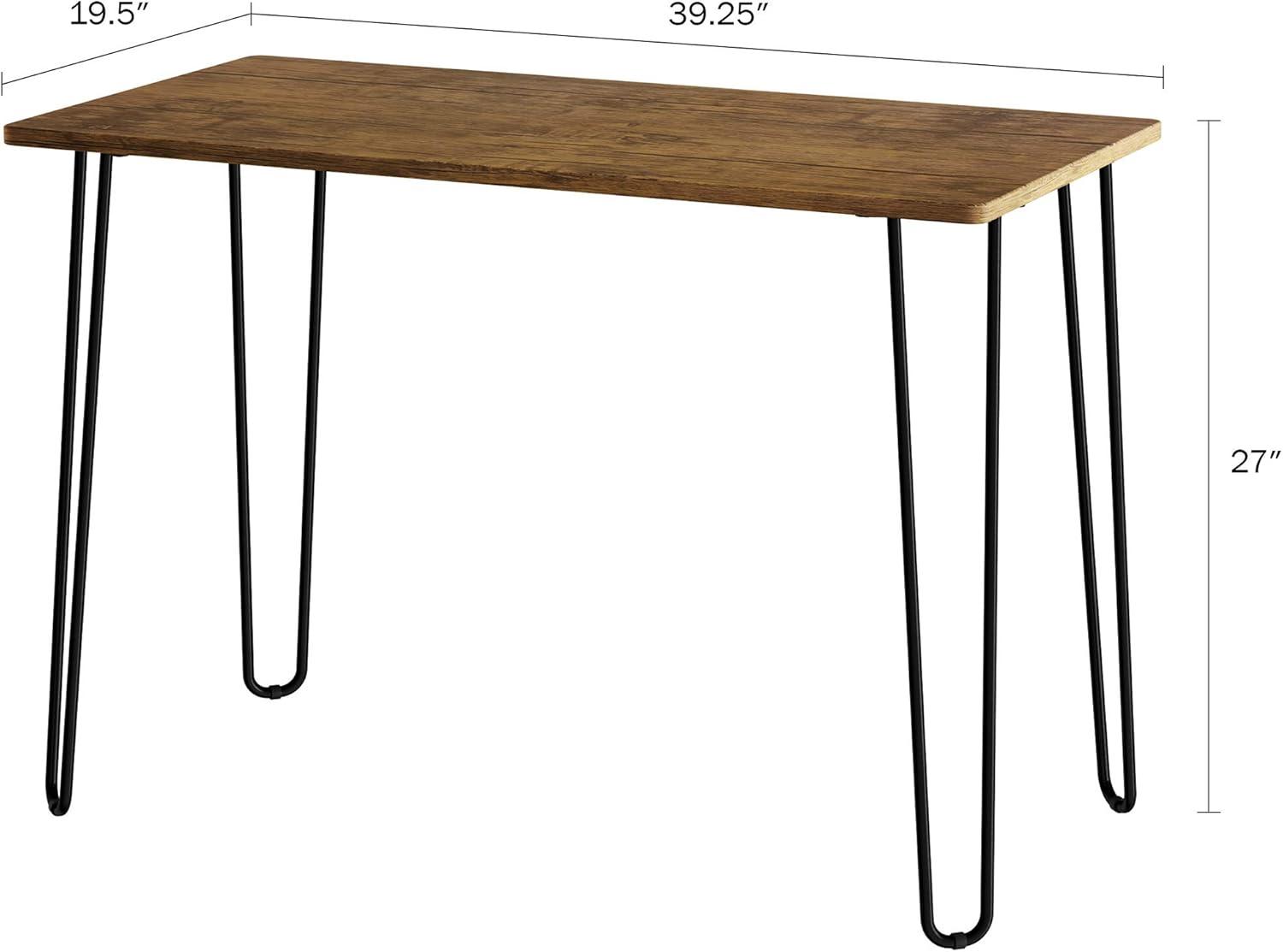 imageDesk with Hairpin Legs Modern Industrial Style Home Decor WoodgrainLook and Steel Accent Home Office Furniture by Lavish Home BrownBrown
