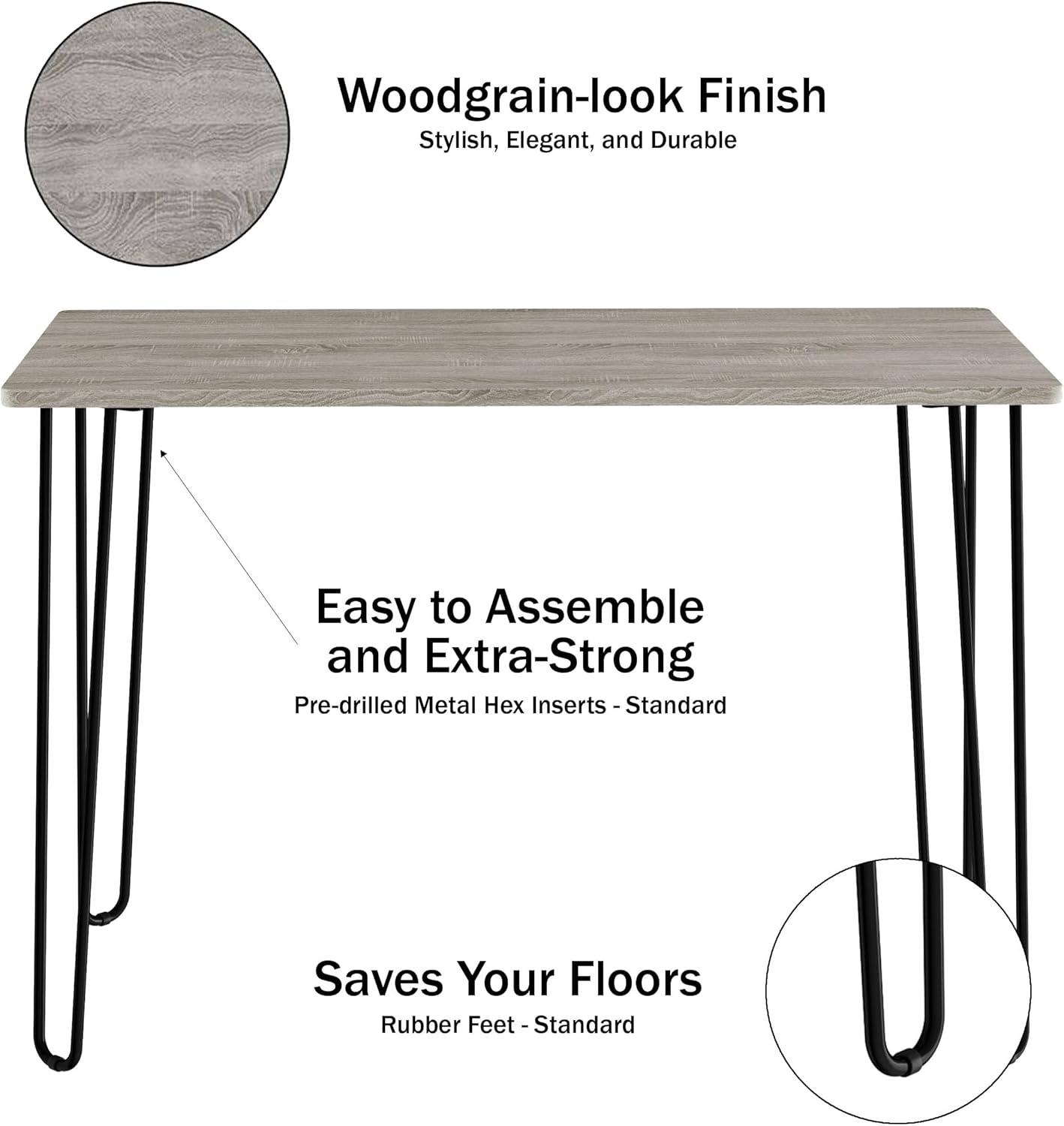 imageDesk with Hairpin Legs Modern Industrial Style Home Decor WoodgrainLook and Steel Accent Home Office Furniture by Lavish Home BrownGrey