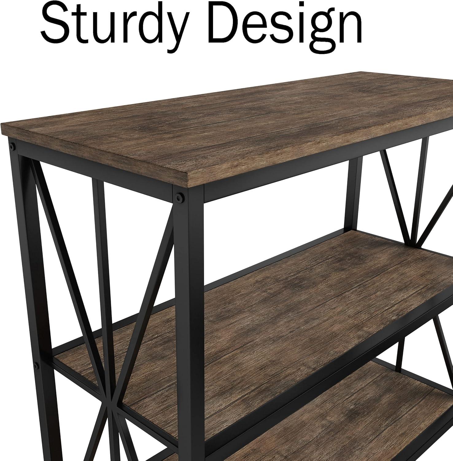 imageLavish Home 3Tier Industrial Bookshelf Freestanding Open Bookcase for Home or Office Organization and Storage Book Organizer Brown WoodgrainSingle Bookshelf