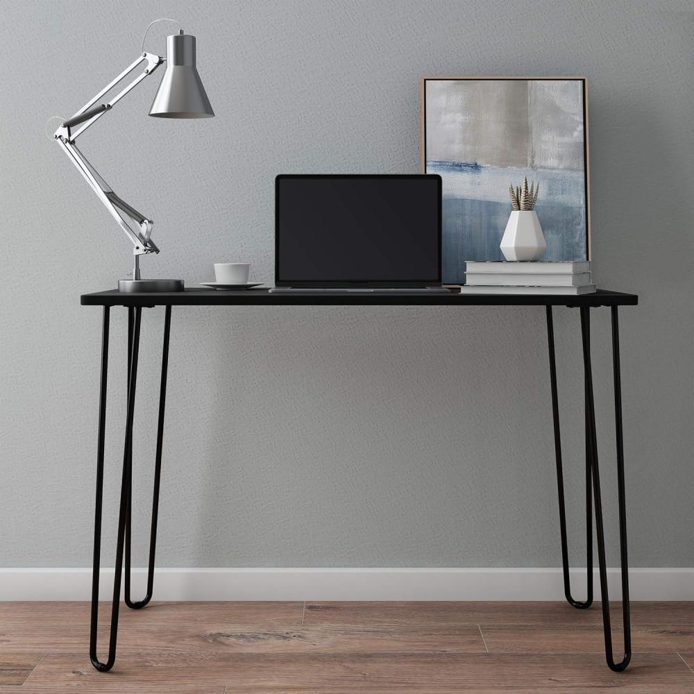 imageDesk with Hairpin Legs Modern Industrial Style Home Decor WoodgrainLook and Steel Accent Home Office Furniture by Lavish Home BrownBlack