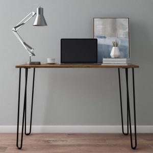 Desk with Hairpin Legs – Modern Industrial Style Home Decor – Woodgrain-Look and Steel Accent Home Office Furniture by Lavish Home (Brown)(Brown)