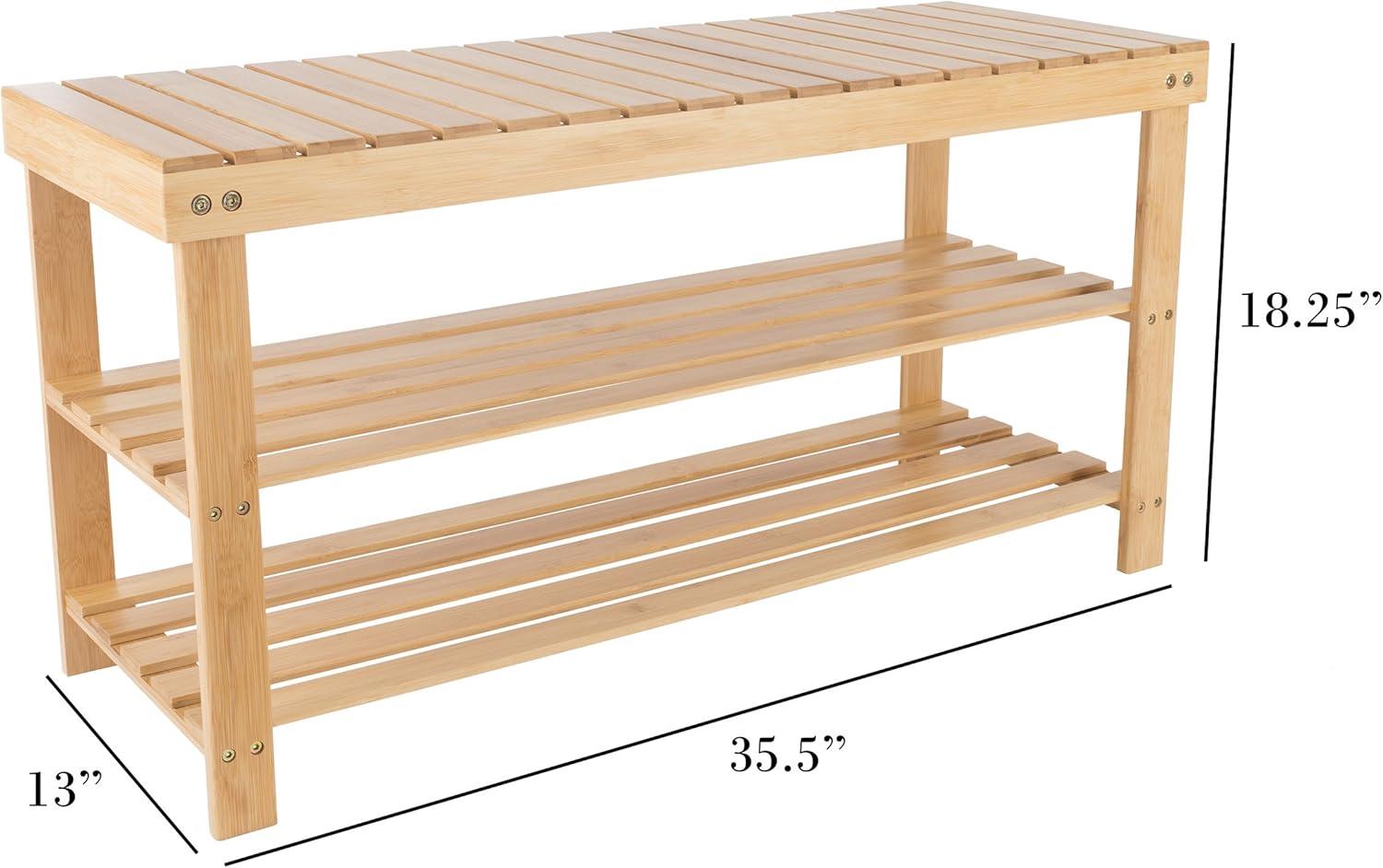 imageLavish Home 2Tier Bamboo Shoe RackBench2Tier Shoe Rack Bench
