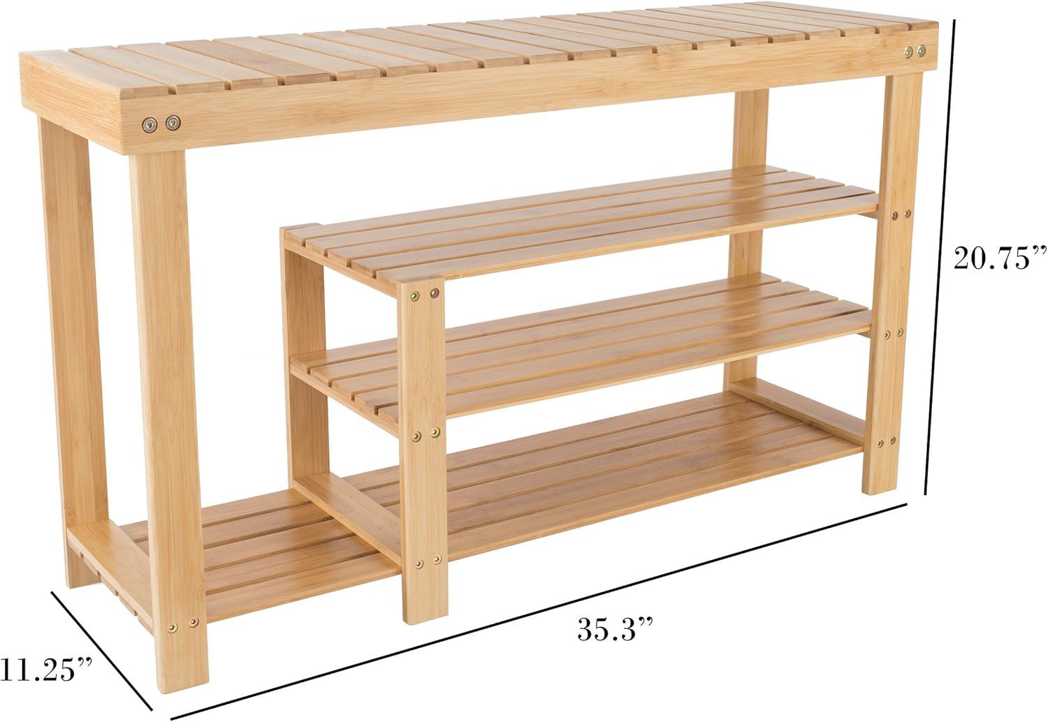 imageLavish Home 2Tier Bamboo Shoe RackBench3Tier Shoe Rack Bench
