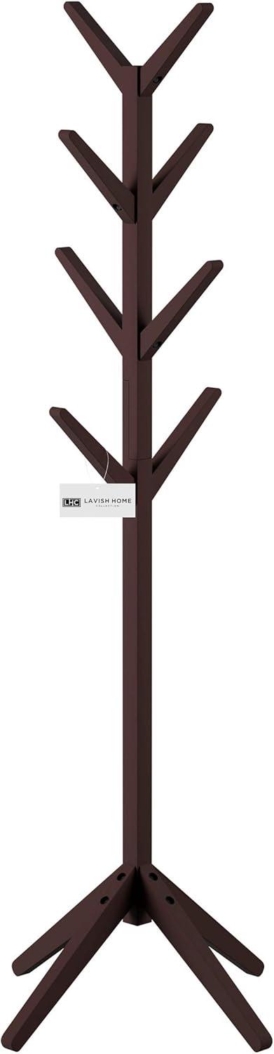 imageLavish Home Freestanding Coat Rack Durable 8Arm Tree Stand for Coats Jackets Scarves Hats and Purses Great for Entryways Espresso Brown