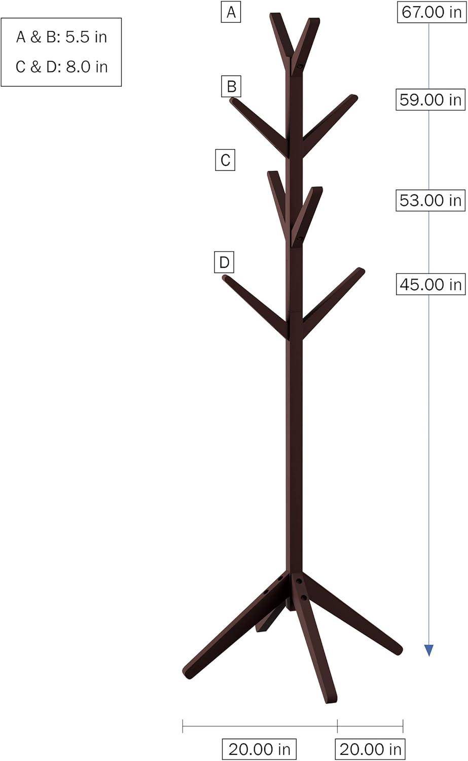 imageLavish Home Freestanding Coat Rack Durable 8Arm Tree Stand for Coats Jackets Scarves Hats and Purses Great for Entryways Espresso Brown