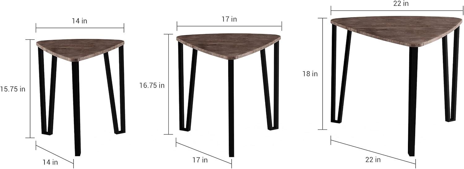 imageLavish Home Nesting Tables Set of 3 Modern WoodgrainLook Coffee Tables for Living Room Contemporary Accent Decor Home Furniture BrownBrown