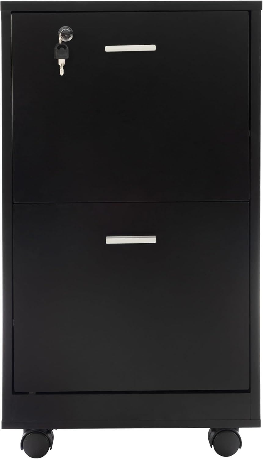 imageFile Cabinet 2Drawer Cabinet with Lock and Deep Drawer Storage Rolling Filing Cabinet for Under The Desk Home or Office by Lavish Home BlackBlack