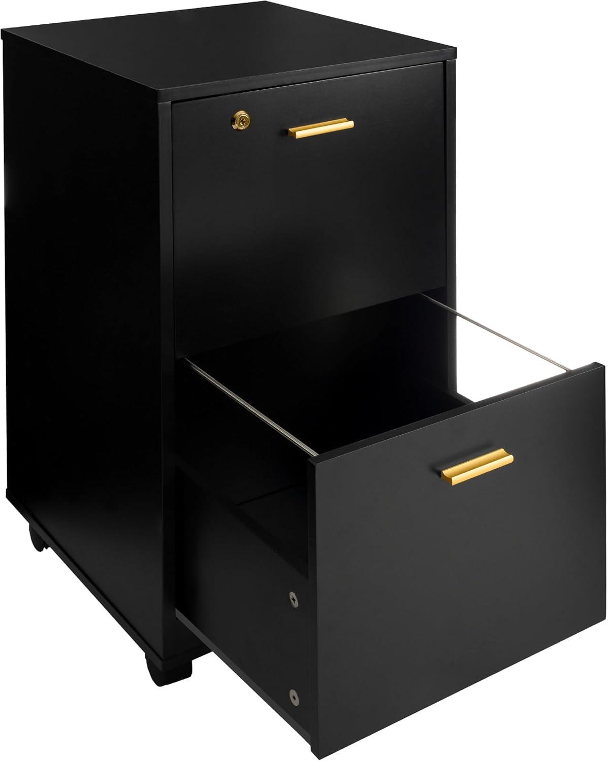 imageFile Cabinet 2Drawer Cabinet with Lock and Deep Drawer Storage Rolling Filing Cabinet for Under The Desk Home or Office by Lavish Home BlackBlack