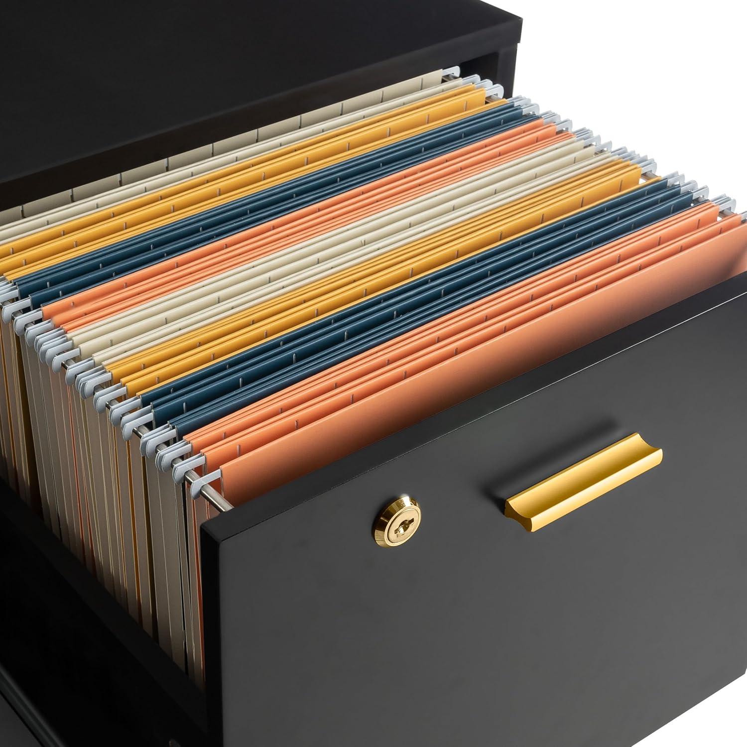 imageFile Cabinet 2Drawer Cabinet with Lock and Deep Drawer Storage Rolling Filing Cabinet for Under The Desk Home or Office by Lavish Home BlackBlack