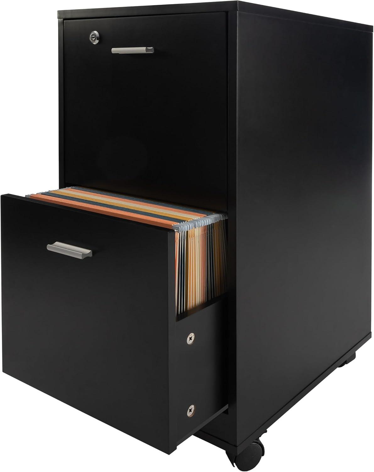 imageFile Cabinet 2Drawer Cabinet with Lock and Deep Drawer Storage Rolling Filing Cabinet for Under The Desk Home or Office by Lavish Home BlackBlack