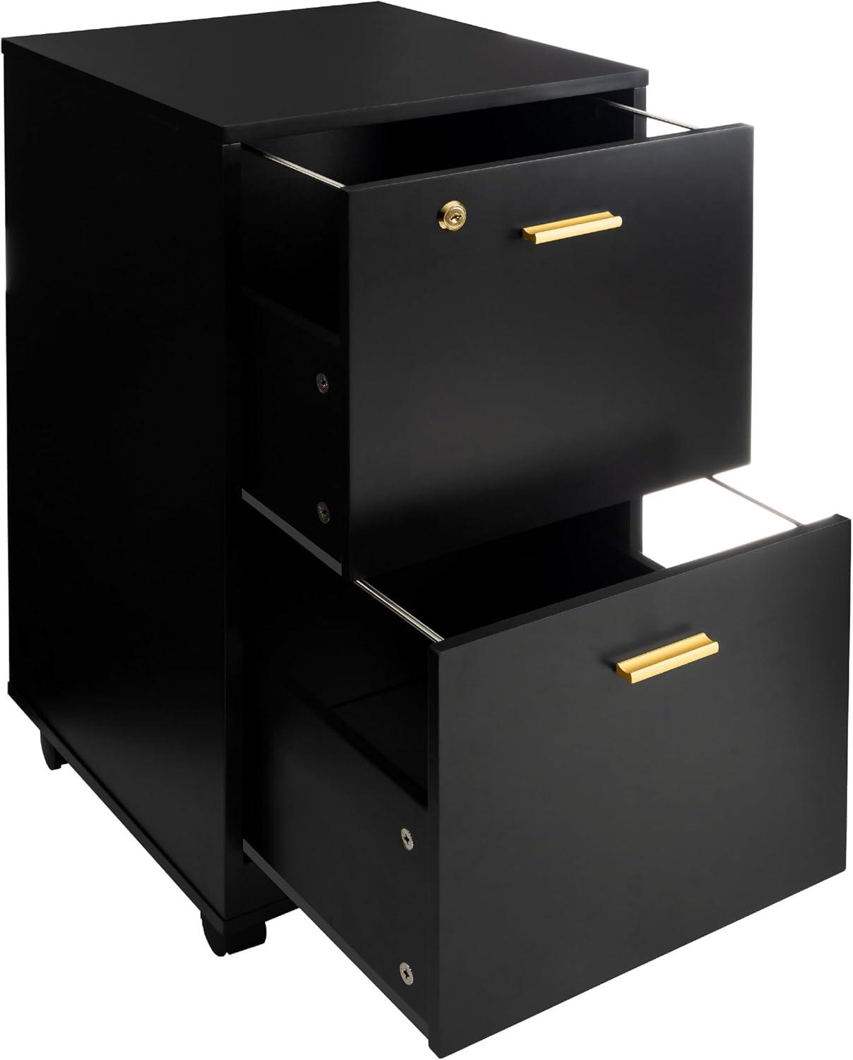 imageFile Cabinet 2Drawer Cabinet with Lock and Deep Drawer Storage Rolling Filing Cabinet for Under The Desk Home or Office by Lavish Home BlackBlack