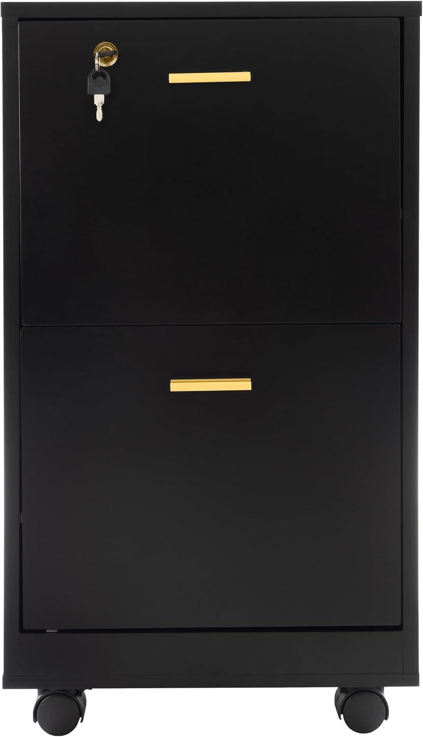 imageFile Cabinet 2Drawer Cabinet with Lock and Deep Drawer Storage Rolling Filing Cabinet for Under The Desk Home or Office by Lavish Home BlackBlack
