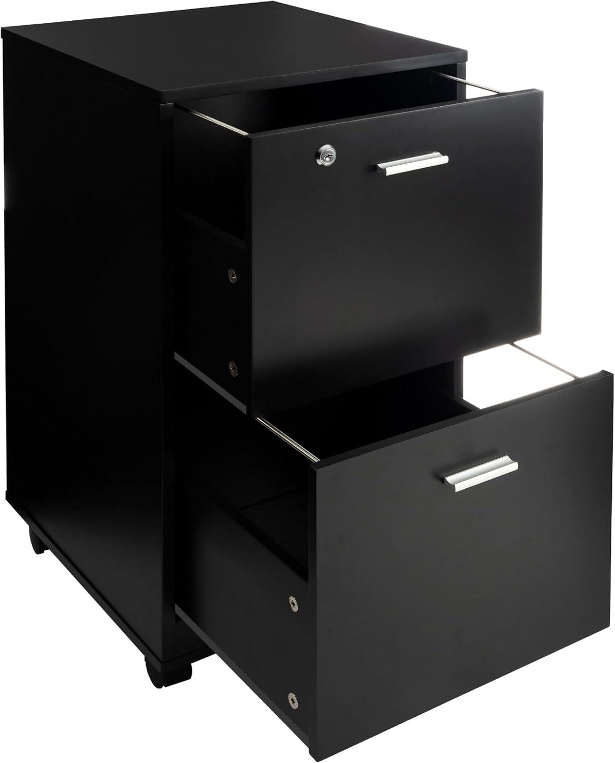 imageFile Cabinet 2Drawer Cabinet with Lock and Deep Drawer Storage Rolling Filing Cabinet for Under The Desk Home or Office by Lavish Home BlackBlack