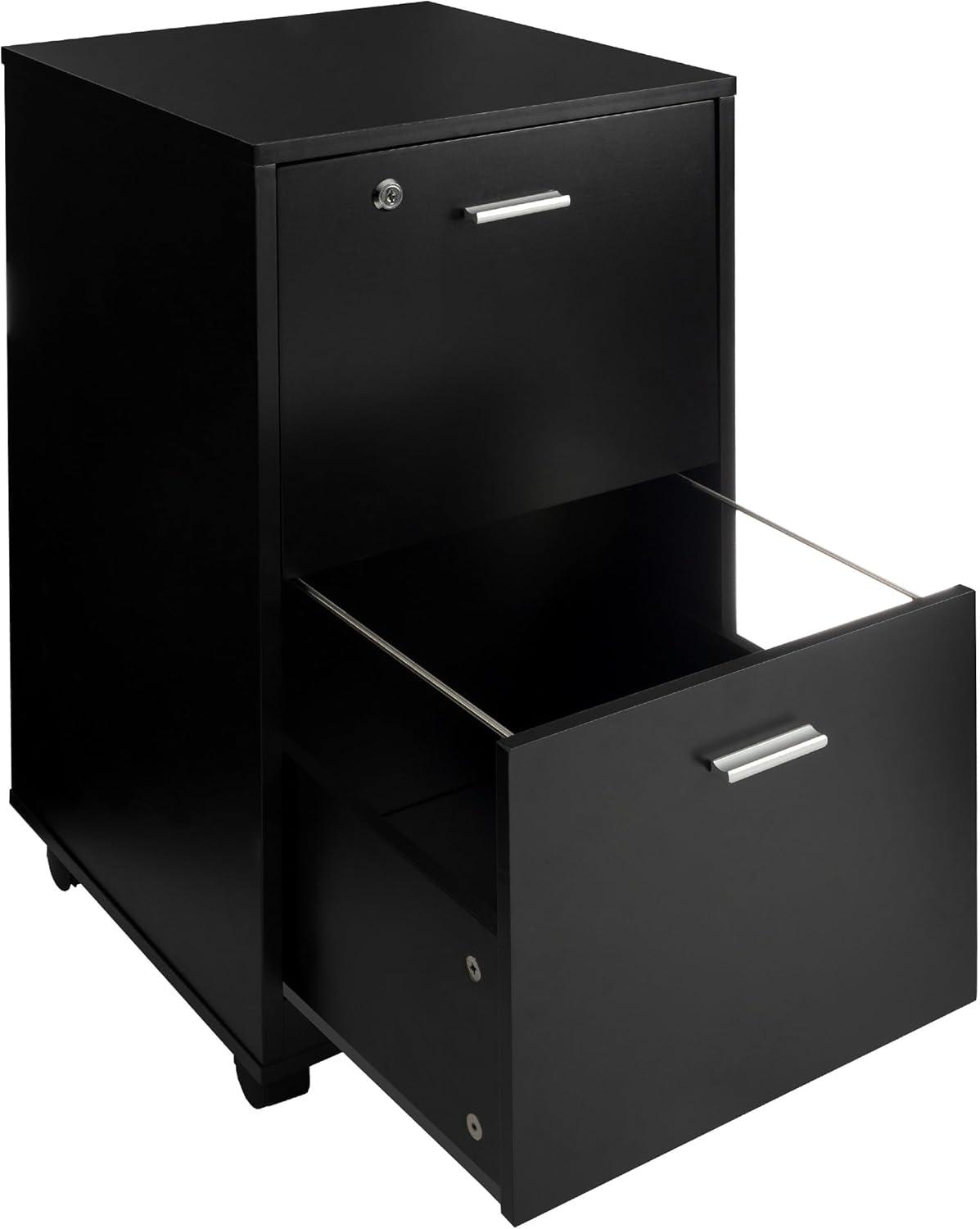 imageFile Cabinet 2Drawer Cabinet with Lock and Deep Drawer Storage Rolling Filing Cabinet for Under The Desk Home or Office by Lavish Home BlackBlack