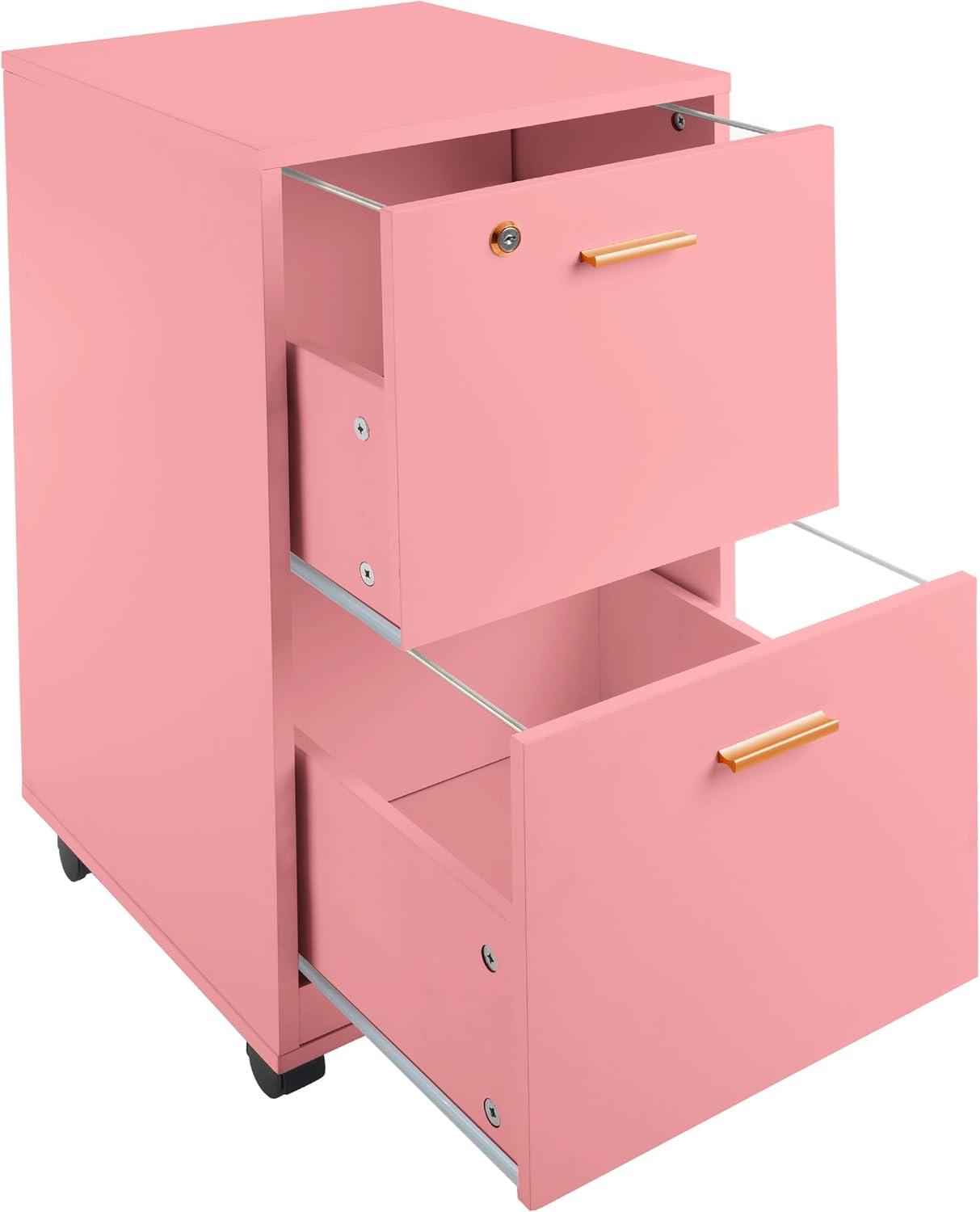 imageFile Cabinet 2Drawer Cabinet with Lock and Deep Drawer Storage Rolling Filing Cabinet for Under The Desk Home or Office by Lavish Home BlackPink