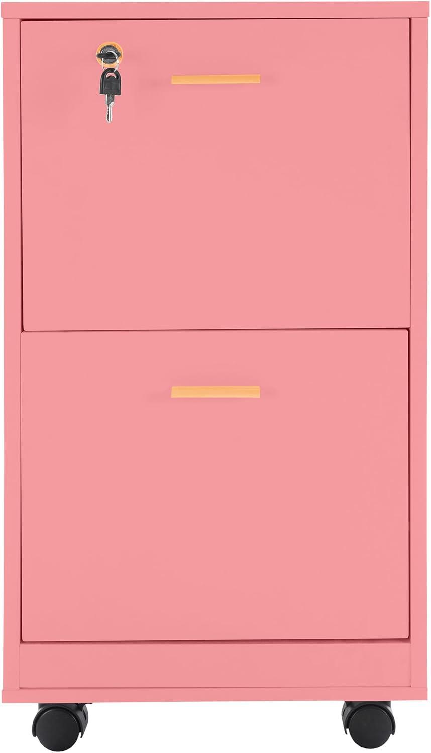 imageFile Cabinet 2Drawer Cabinet with Lock and Deep Drawer Storage Rolling Filing Cabinet for Under The Desk Home or Office by Lavish Home BlackPink