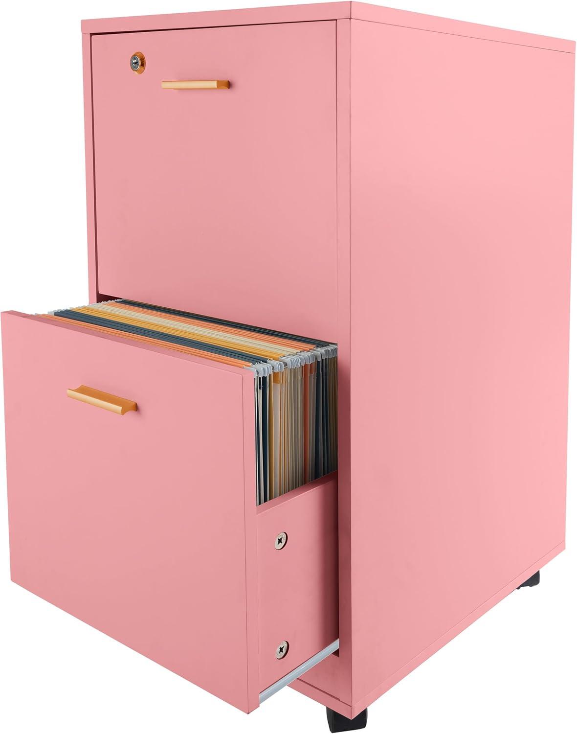 imageFile Cabinet 2Drawer Cabinet with Lock and Deep Drawer Storage Rolling Filing Cabinet for Under The Desk Home or Office by Lavish Home BlackPink