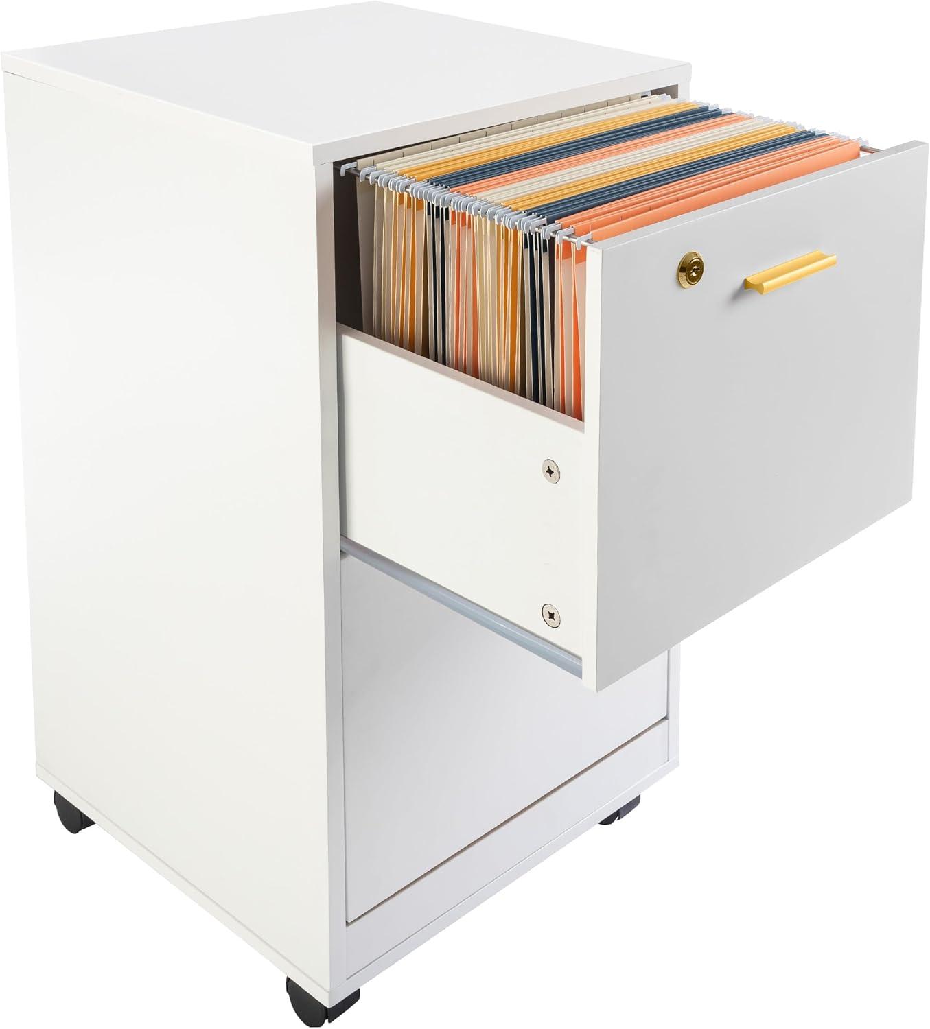 imageFile Cabinet 2Drawer Cabinet with Lock and Deep Drawer Storage Rolling Filing Cabinet for Under The Desk Home or Office by Lavish Home BlackWhite