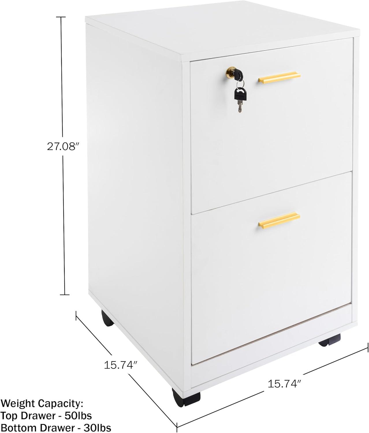 imageFile Cabinet 2Drawer Cabinet with Lock and Deep Drawer Storage Rolling Filing Cabinet for Under The Desk Home or Office by Lavish Home BlackWhite