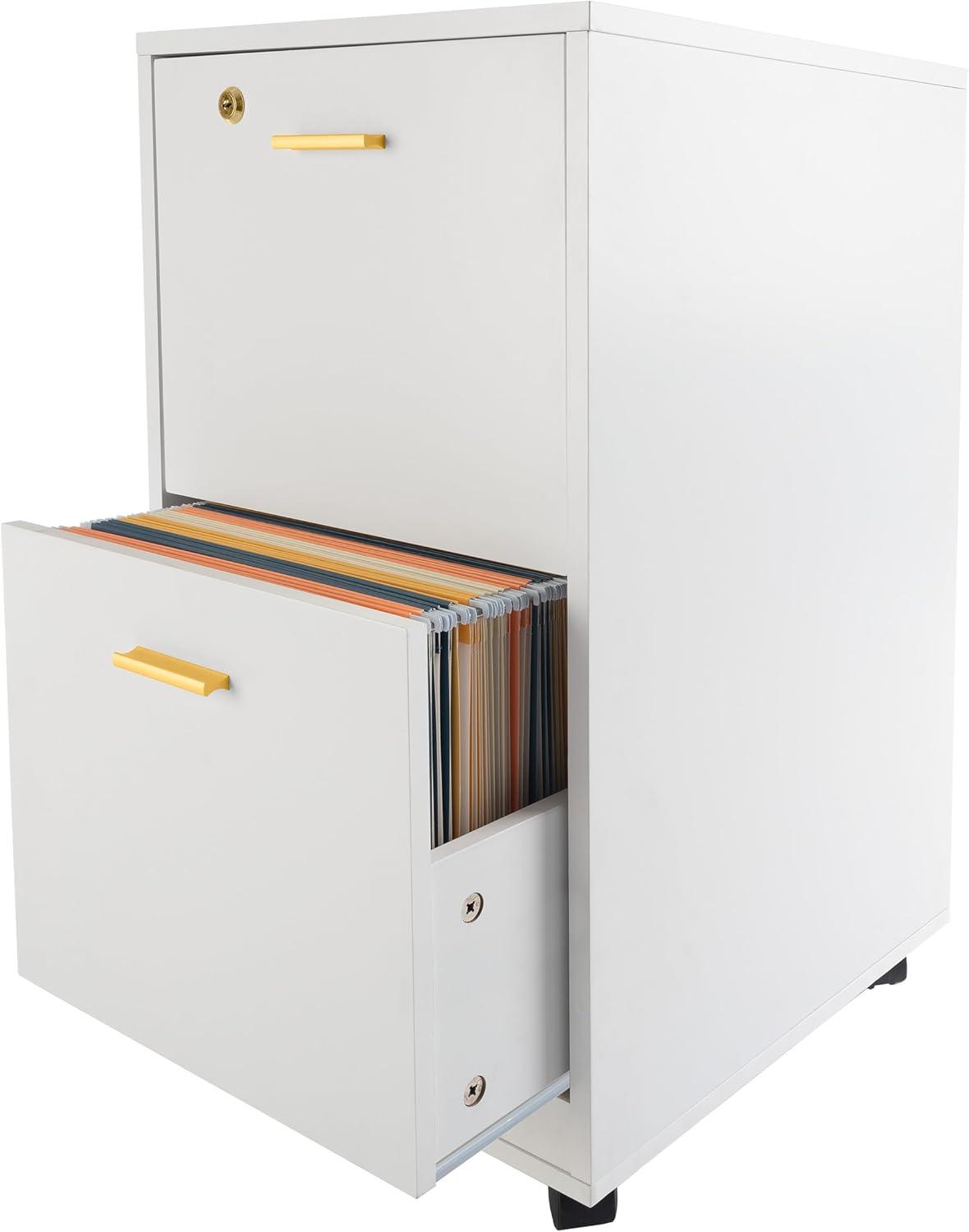 imageFile Cabinet 2Drawer Cabinet with Lock and Deep Drawer Storage Rolling Filing Cabinet for Under The Desk Home or Office by Lavish Home BlackWhite