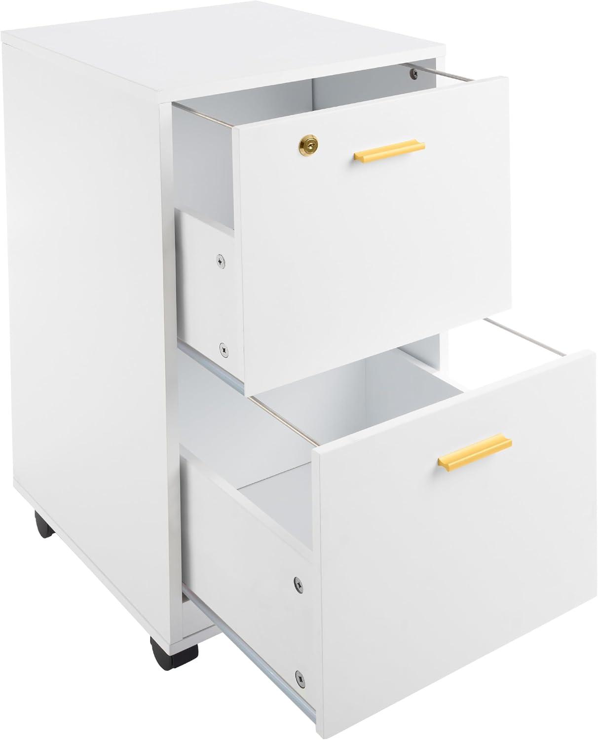 imageFile Cabinet 2Drawer Cabinet with Lock and Deep Drawer Storage Rolling Filing Cabinet for Under The Desk Home or Office by Lavish Home BlackWhite