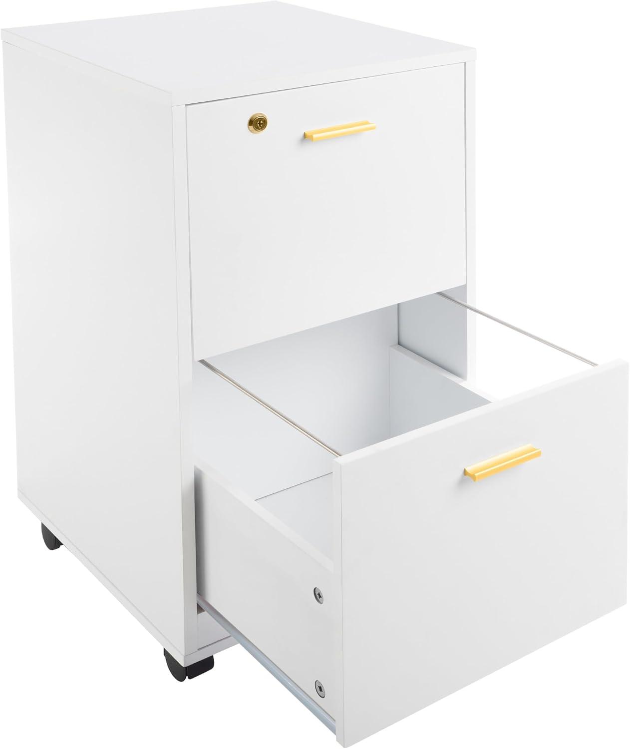 imageFile Cabinet 2Drawer Cabinet with Lock and Deep Drawer Storage Rolling Filing Cabinet for Under The Desk Home or Office by Lavish Home BlackWhite