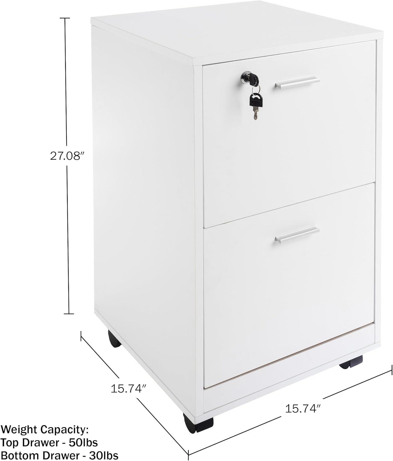 imageFile Cabinet 2Drawer Cabinet with Lock and Deep Drawer Storage Rolling Filing Cabinet for Under The Desk Home or Office by Lavish Home BlackWhite